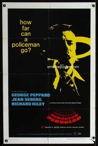3f728 PENDULUM one-sheet movie poster '69 George Peppard, Jean Seberg, how far can a policeman go?