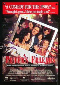 3f734 PETER'S FRIENDS video one-sheet poster '92 Kenneth Branagh, great cast Polaroid style image!