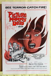 3f737 PICTURE MOMMY DEAD one-sheet '66 see terror catch fire through a child's eyes, cool art!