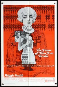 3f752 PRIME OF MISS JEAN BRODIE one-sheet '69 Maggie Smith, sexy Pamela Franklin, cool art design!
