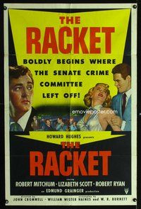3f761 RACKET one-sheet movie poster '51 cool art of sexy Lizabeth Scott, Robert Mitchum, Robert Ryan
