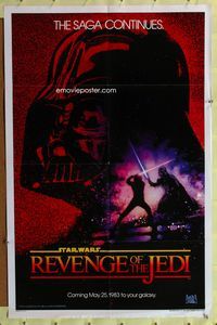 3f772 RETURN OF THE JEDI teaser one-sheet '83 George Lucas classic, cool Struzan revenge style!