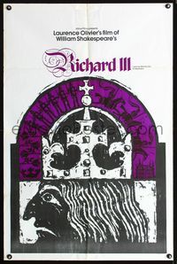 3f777 RICHARD III one-sheet movie poster R60s Laurence Olivier, cool art of the king by Rudy!