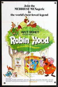 3f782 ROBIN HOOD one-sheet movie poster '73 Walt Disney cartoon, the way it REALLY happened!
