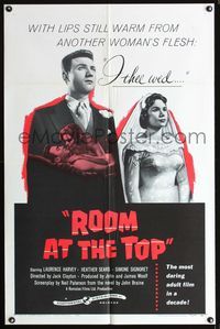 3f785 ROOM AT THE TOP one-sheet poster '59 Laurence Harvey loves Heather Sears AND Simone Signoret!