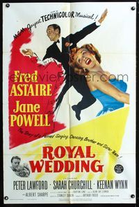 3f786 ROYAL WEDDING one-sheet poster '51 great image of dancing Fred Astaire & sexy Jane Powell!