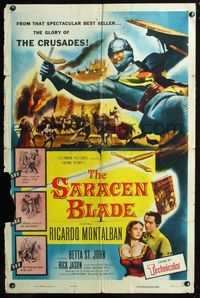 3f796 SARACEN BLADE one-sheet movie poster '54 William Castle, Ricardo Montalban, The Crusades!