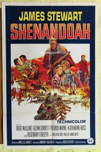 3f815 SHENANDOAH one-sheet poster '65 James Stewart, Civil War, two armies trampled its valley!