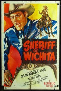 3f817 SHERIFF OF WICHITA 1sheet '49 cool artwork of Sheriff Allan Rocky Lane w/stallion Black Jack!