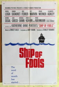 3f818 SHIP OF FOOLS style A one-sheet poster '65 Vivien Leigh, Stanley Kramer, cool art of ship!