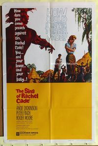 3f827 SINS OF RACHEL CADE one-sheet movie poster '60 Angie Dickinson finds forbidden love in Africa!
