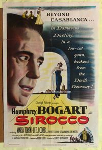3f828 SIROCCO one-sheet movie poster '51 Humphrey Bogart goes beyond Casablanca in Damascus!