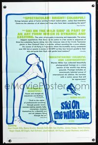 3f830 SKI ON THE WILD SIDE one-sheet poster '67 Warren Miller, cool downhill skiing sports artwork!