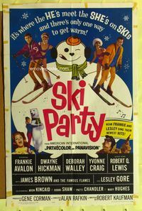 3f831 SKI PARTY one-sheet '65 Frankie Avalon, Dwayne Hickman, where the he's meet the she's on skis!