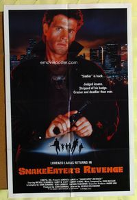 3f836 SNAKE EATER'S REVENGE one-sheet '90 tough guy Lorenzo Lamas is crazier and deadlier than ever!