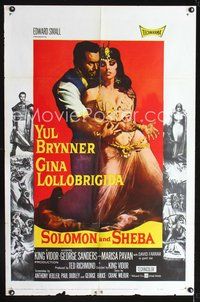 3f841 SOLOMON & SHEBA one-sheet poster '59 Yul Brynner with hair, super sexy Gina Lollobrigida!