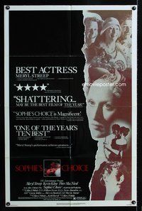 3f842 SOPHIE'S CHOICE reviews one-sheet movie poster '82 great images of Meryl Streep, Kevin Kline