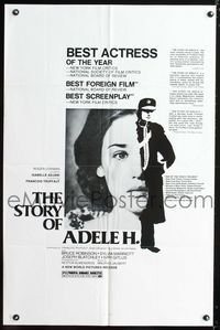 3f852 STORY OF ADELE H. one-sheet '75 Francois Truffaut's L'Histoire d'Adele H., Isabelle Adjani
