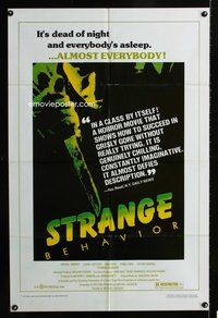 3f855 STRANGE BEHAVIOR one-sheet poster '81 Michael Murphy, Louise Fletcher, slasher horror art!