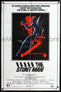 3f860 STUNT MAN one-sheet poster '80 Peter O'Toole, cool artwork of demon working movie camera!