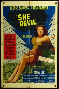 3f867 SUMMER STORM one-sheet movie poster R52 super sexy Linda Darnell, Douglas Sirk, She Devil!