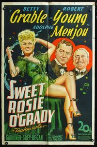 3f870 SWEET ROSIE O'GRADY one-sheet '43 sexy full-length Betty Grable, Robert Young, Adolphe Menjou