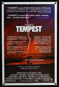 3f875 TEMPEST reviews one-sheet '82 John Cassavetes, Gena Rowlands, Susan Sarandon, cool image!