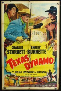 3f877 TEXAS DYNAMO one-sheet '50 Charles Starrett as the Durango Kid, Smiley Burnette, Jock Mahoney