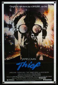 3f886 THIEF one-sheet movie poster '81 Michael Mann, really cool image of James Caan w/goggles!