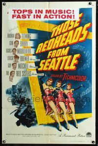 3f893 THOSE REDHEADS FROM SEATTLE style A one-sheet movie poster '53 great 3D image, sexy redheads!