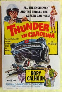 3f902 THUNDER IN CAROLINA one-sheet poster '60 cool artwork of the World Series of stock car racing!