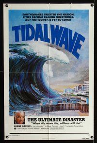 3f906 TIDAL WAVE one-sheet movie poster '75 artwork of the ultimate disaster in Tokyo by John Solie!