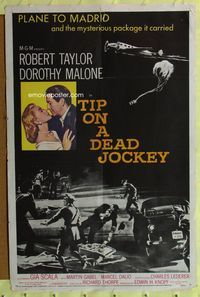 3f909 TIP ON A DEAD JOCKEY one-sheet poster '57 Robert Taylor, Dorothy Malone, horse race crime!