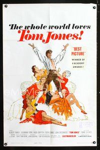 3f911 TOM JONES int'l one-sheet movie poster '63 great artwork of Albert Finney & sexy women!