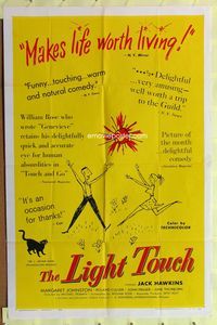 3f914 TOUCH & GO one-sheet '56 Jack Hawkins, cool romantic sketch art of boy and girl in love!