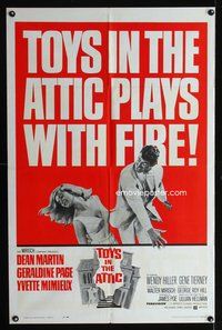 3f917 TOYS IN THE ATTIC one-sheet movie poster '63 Yvette Mimieux, Dean Martin plays with fire!
