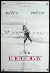 3f927 TURTLE DIARY one-sheet poster '85 great image of Ben Kingsley & Glenda Jackson on the beach!