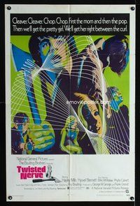 3f930 TWISTED NERVE one-sheet '69 Hayley Mills, Roy Boulting English horror, cool psychadelic art!