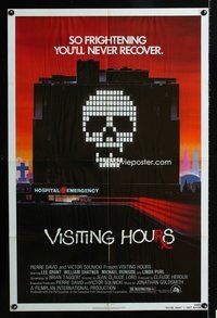 3f950 VISITING HOURS one-sheet '82 William Shatner, Lee Grant, cool skull in hospital horror art!