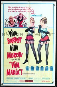 3f952 VIVA MARIA style B 1sh '66 Louis Malle, sexiest French babes Brigitte Bardot & Jeanne Moreau!