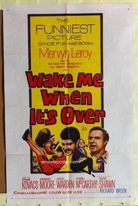 3f956 WAKE ME WHEN IT'S OVER 1sh '60 Ernie Kovacs, Margo Moore, funniest picture since fun was born