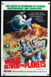 3f958 WAR BETWEEN THE PLANETS one-sheet poster '71 Il Pianeta Errante, wild Italian sci-fi art!