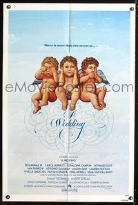 3f967 WEDDING one-sheet movie poster '78 Robert Altman, artwork of cute cherubs by R. Hess!