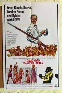 3f971 WHERE THE SPIES ARE one-sheet movie poster '66 English secret agent David Niven, sexy babes!