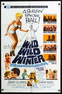 3f980 WILD WILD WINTER 1sheet '66 sexy half-clad teen skiier, Jay and The Americans & early rockers!