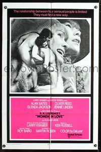 3f988 WOMEN IN LOVE int'l one-sheet '70 Ken Russell, D.H. Lawrence, Glenda Jackson, wild image!