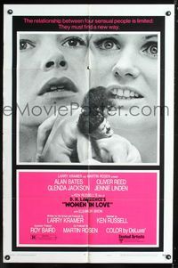 3f989 WOMEN IN LOVE style B one-sheet movie poster '70 Ken Russell, D.H. Lawrence, Glenda Jackson