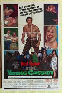 3f996 YOUNG CASSIDY one-sheet poster '65 John Ford, bellowing, brawling, womanizing Rod Taylor!
