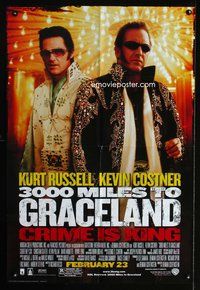 3g007 3000 MILES TO GRACELAND advance 1sh '01 Kurt Russell & Kevin Costner as Elvis impersonators!
