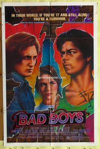 3g061 BAD BOYS one-sheet movie poster '83 cool '80s art of Sean Penn & Reni Santoni by Javack!